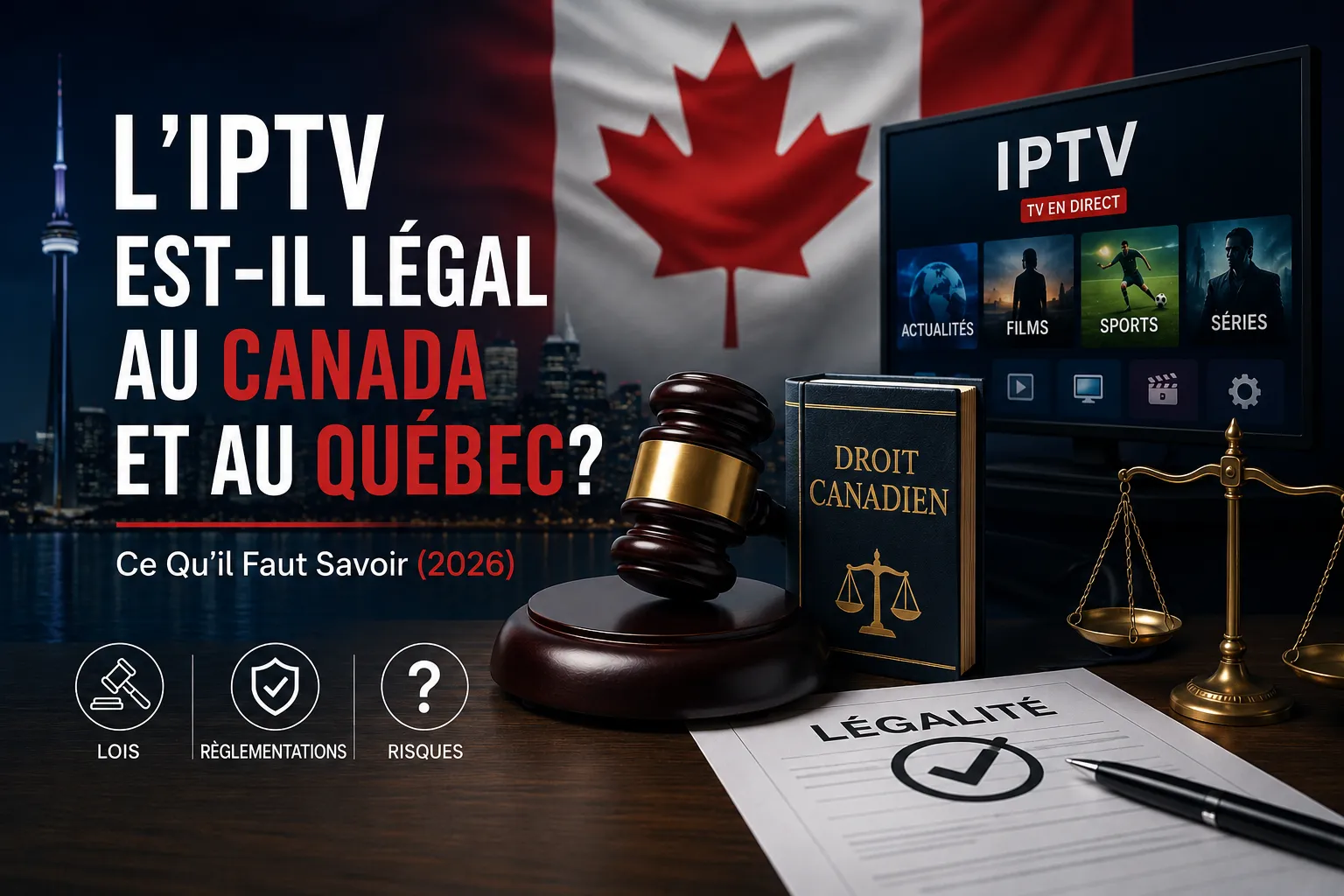 Explication de la légalité de l'IPTV au Québec en 2026, couvrant la réglementation du CRTC et la loi C-11